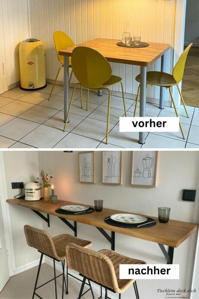 Vorher - nachher Sitzgelegenheit in der Küche