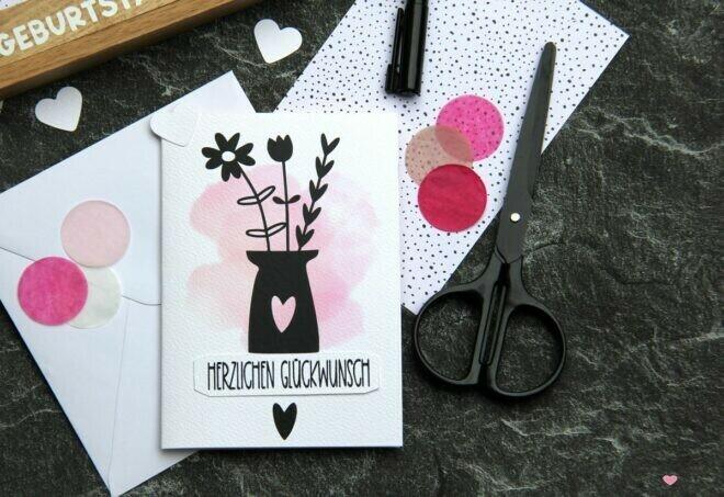 Glückwunschkarten basteln mit Aquarellpapier