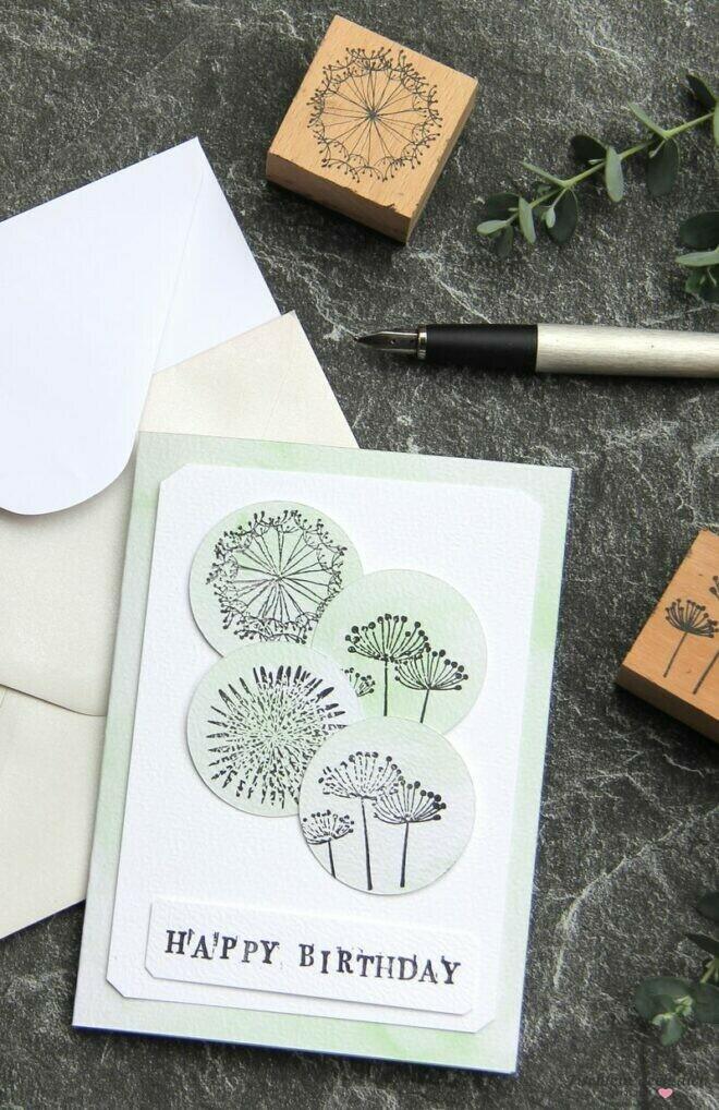 Glückwunschkarte stempeln auf Aquarellpapier