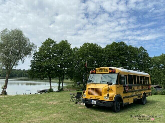 toller Stellplatz für unseren Skoolie in Polen