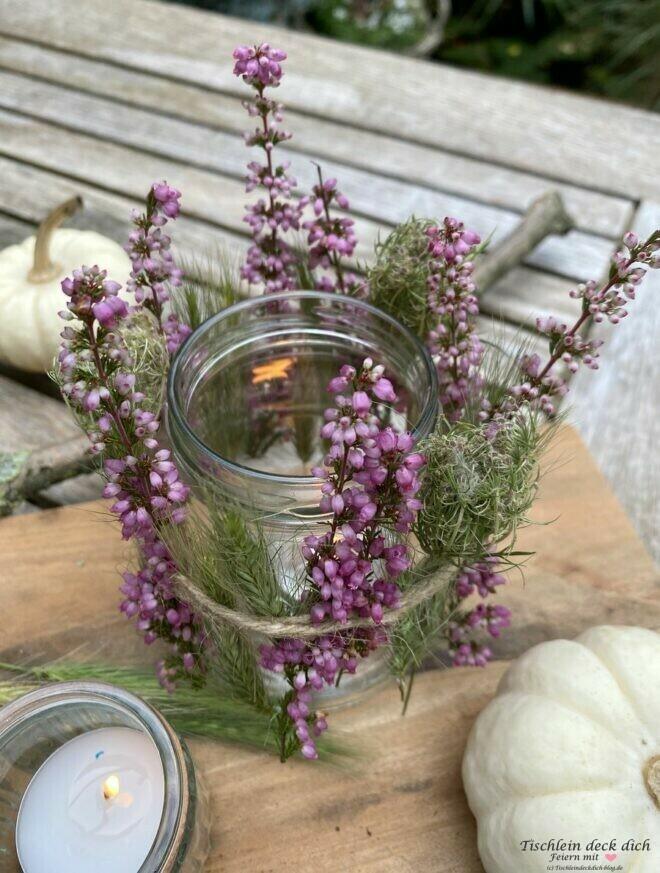 herbstliche Tischdeko im Glas