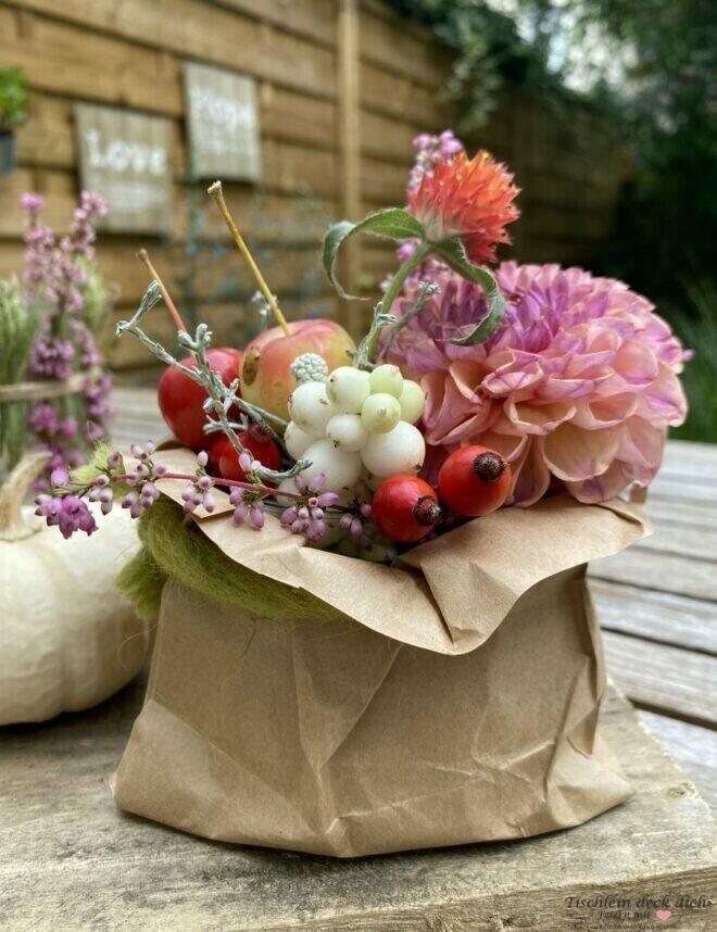 herbstliche Tischdeko im Glas