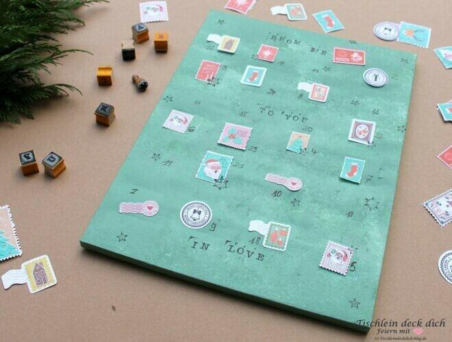 Adventskalender mit Schokolade im Vintagelook