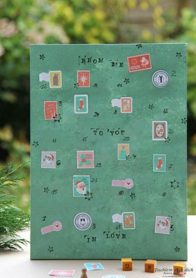 Adventskalender mit Schokolade im Vintagelook