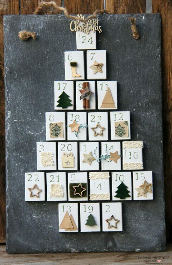 Adventskalender aus Streichholzschachteln