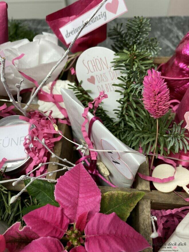 pinke weihnachtliche Verpackungsidee