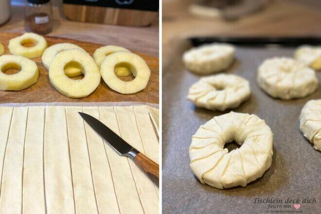Apfelringe in Blätterteig - so geht's