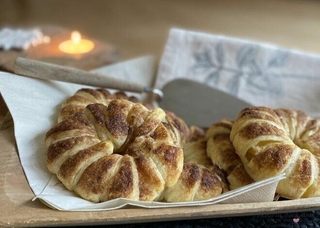 leckere Blätterteig-Apfelringe mit Zimt und Zucker