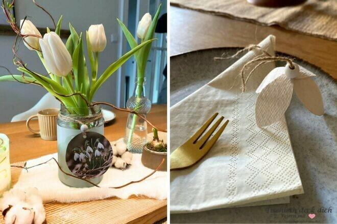 Schneeglöckchen für die Tischdekoration