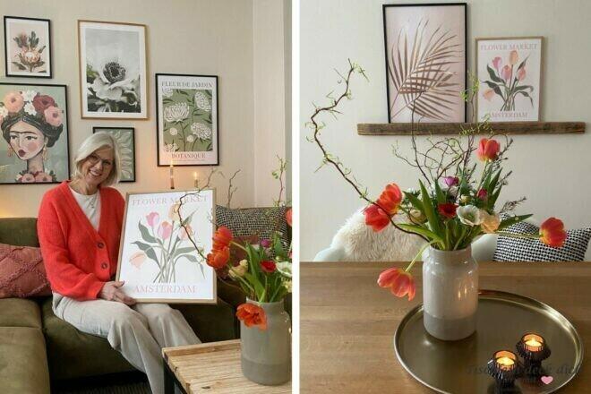 Wanddekoration im Wohnzimmer mit Petersburger Hängung