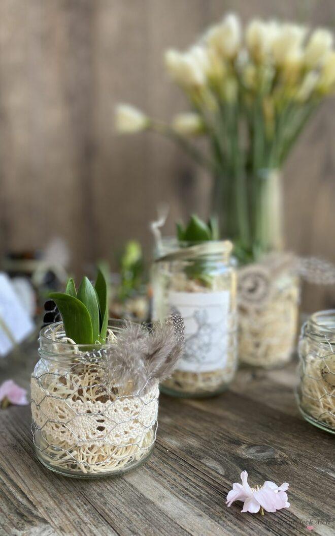 Basteln mit Hasendraht - österliche Deko für den Tisch