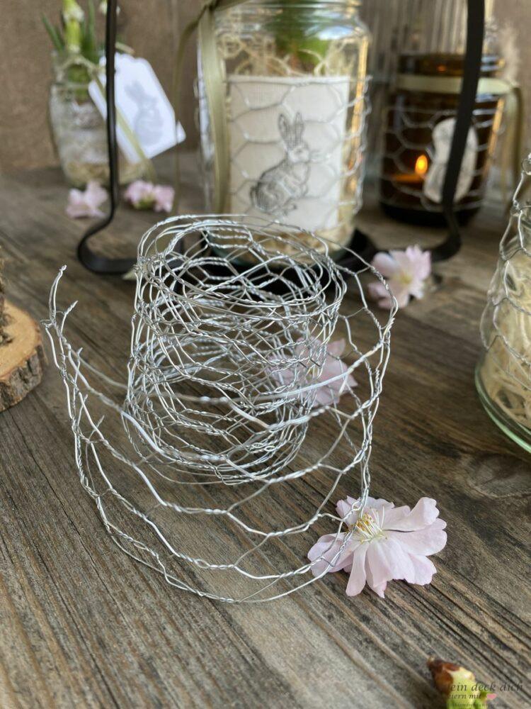 Basteln mit Hasendraht tolle DIY Idee mit leeren Schraubgläsern