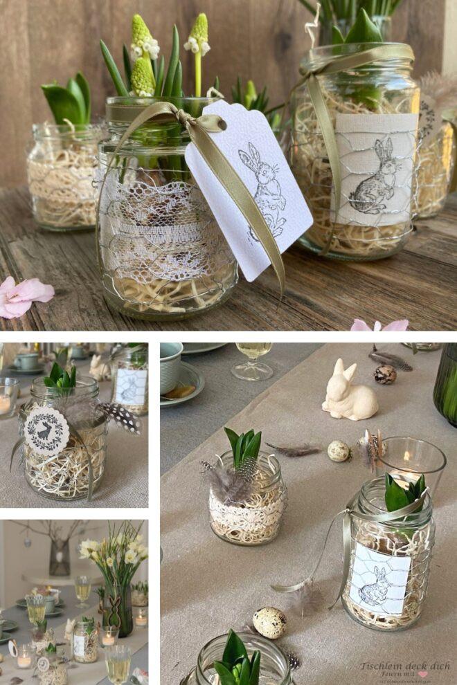 Tischdekoration für den österlich gedeckten Tisch