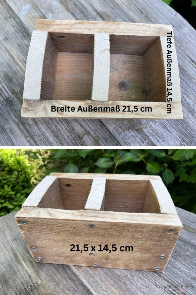Holzbox selbst gezimmert aus einem alten Brett