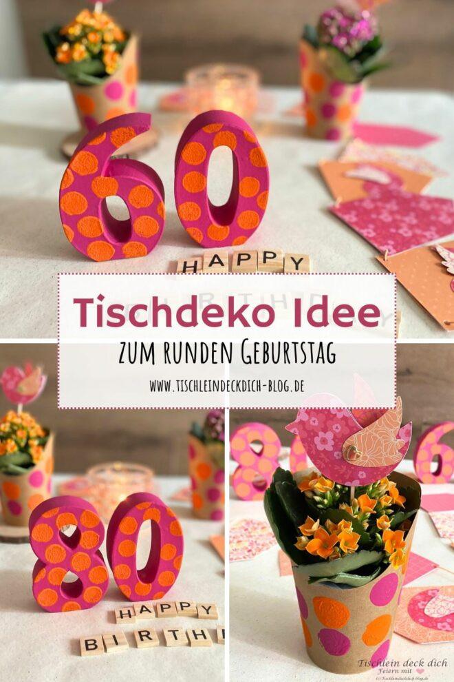 Pinterest Pin für die Tischdekoration zum runden Geburtstag