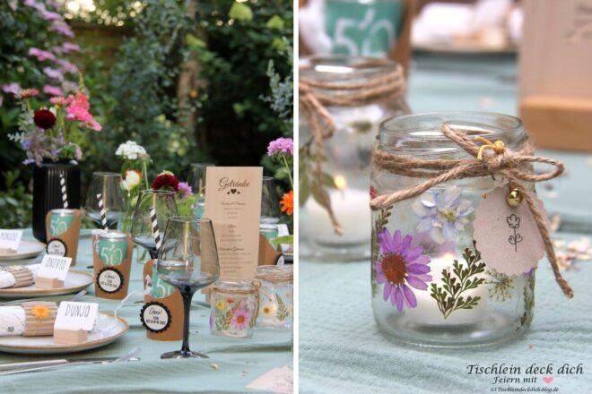 Tischdekoration zum runden Geburtstag im Landhausstil