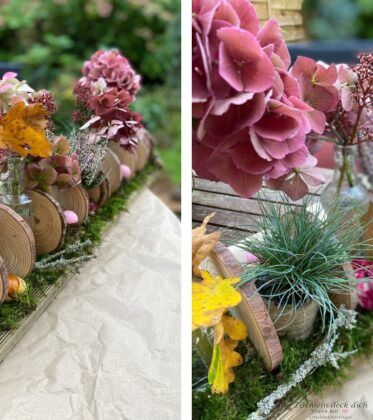 herbstliche Dekoidee mit Baumscheiben