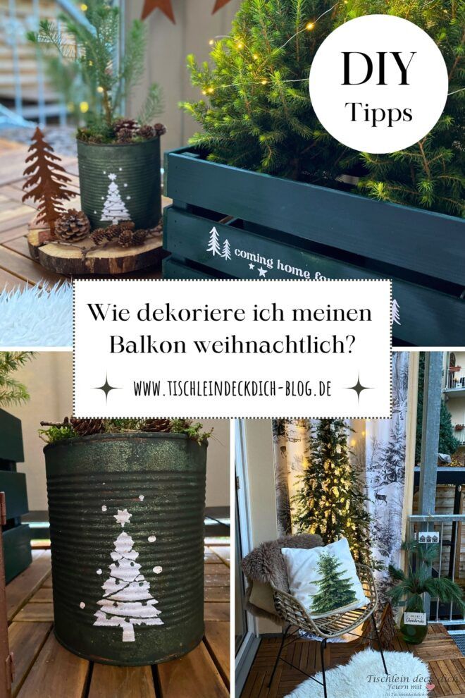 Pinterest Pin Balkon weihnachtlich dekorieren