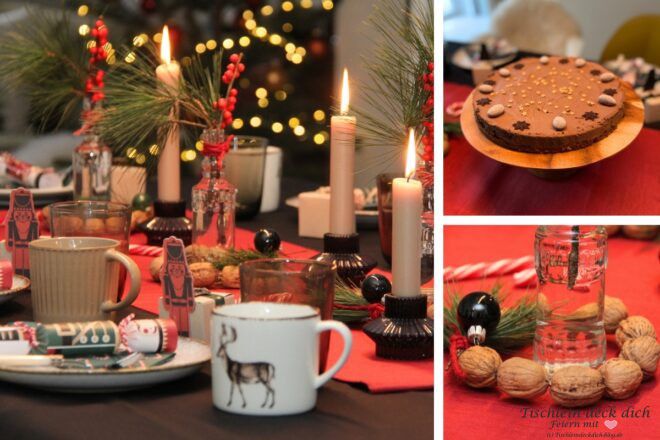 weihnachtliche Tischdekoration mit Nussknackern