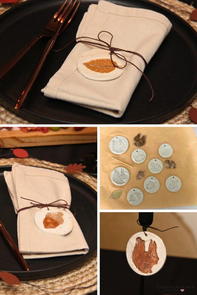herbstliche Serviettendekoration aus Fimo