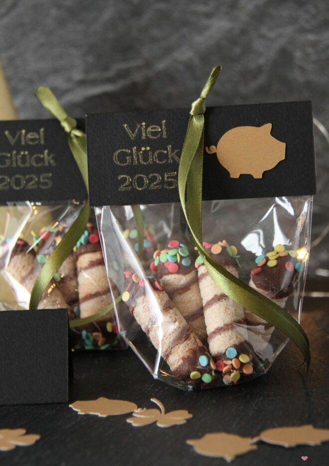 Gastgeschenk für Silvester in der Zellophantüte