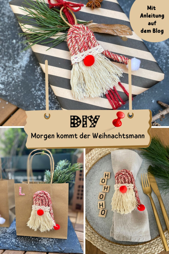 Pinterest Pin für Weihnachtsmann DIY mit Kordel