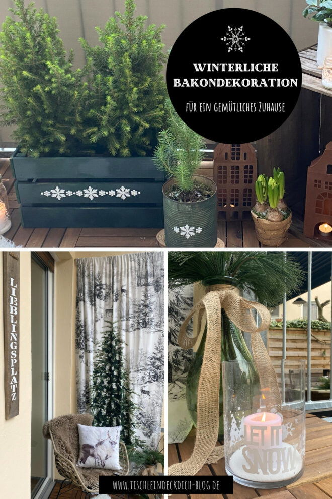 Pinterest Pin für winterliche Balkondekoration