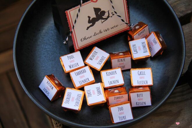 Ferrero Küsschen mit Botschaft 'Ohne dich ist wie...'