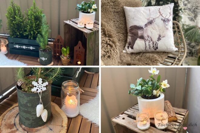 Balkondekoration für den Winter