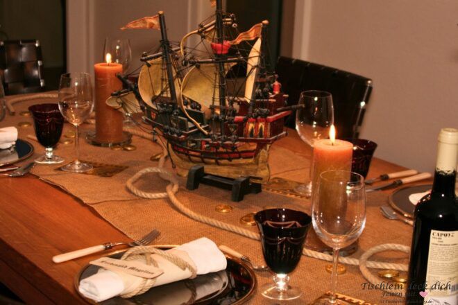 Portugiesische Tischdekoidee mit Vasco da Gama