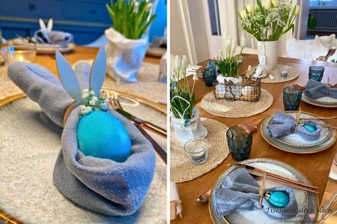 Oster Tischdekoration blau