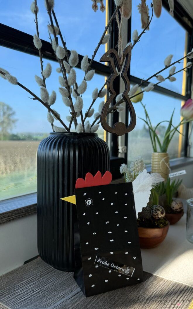 Geschenktüte Hahn in schwarz als Geschenkidee