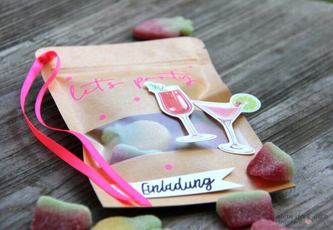 Bastelidee mit Standbodenbeuteln mit Sichtfenster für die Cocktailparty