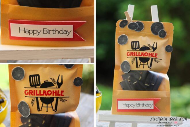 Geldgeschenkidee Grillkohle im Zipperbeutel aus Packpapier