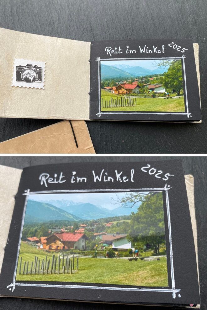 Scrapbooking im Mini-Fotoalbum aus Milchkarton