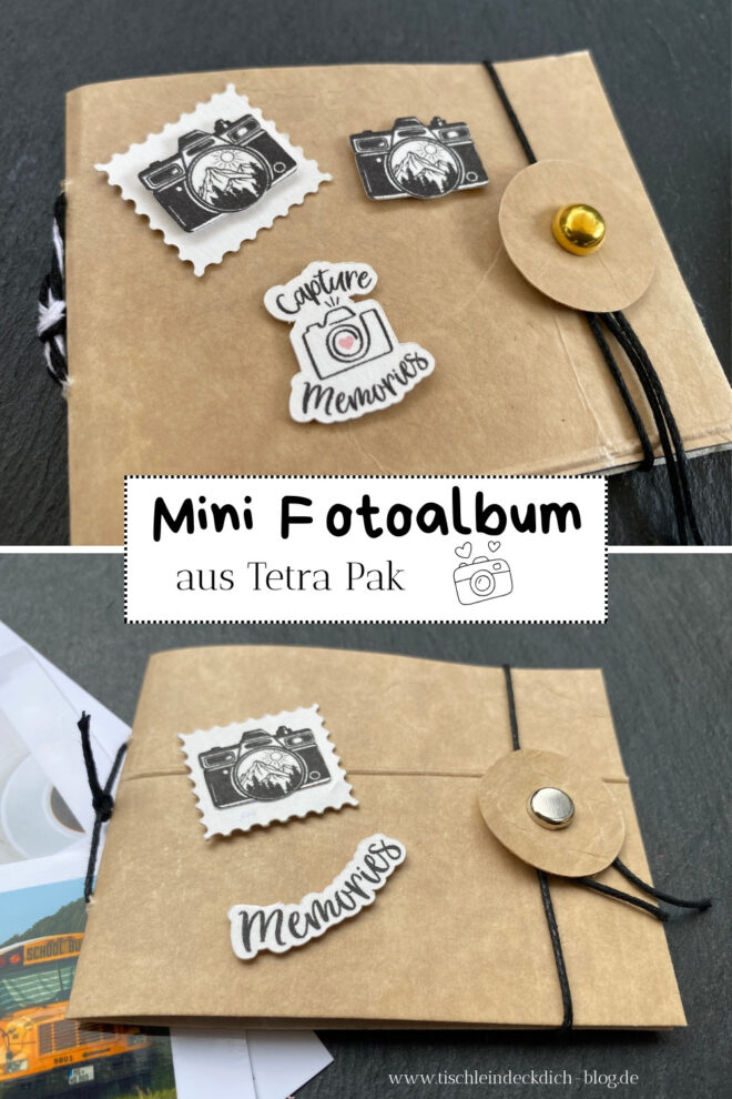 Pinterest Pin für Mini-Fotoalbum aus Tetra Pak