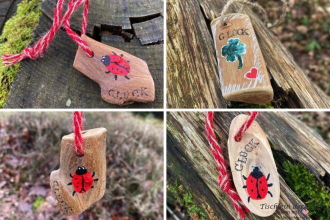 kleine DIY Ideen - Treibholz Glücksbringer zum Hängen