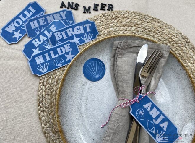 maritime Tischkarten aus Sonnendruckpapier
