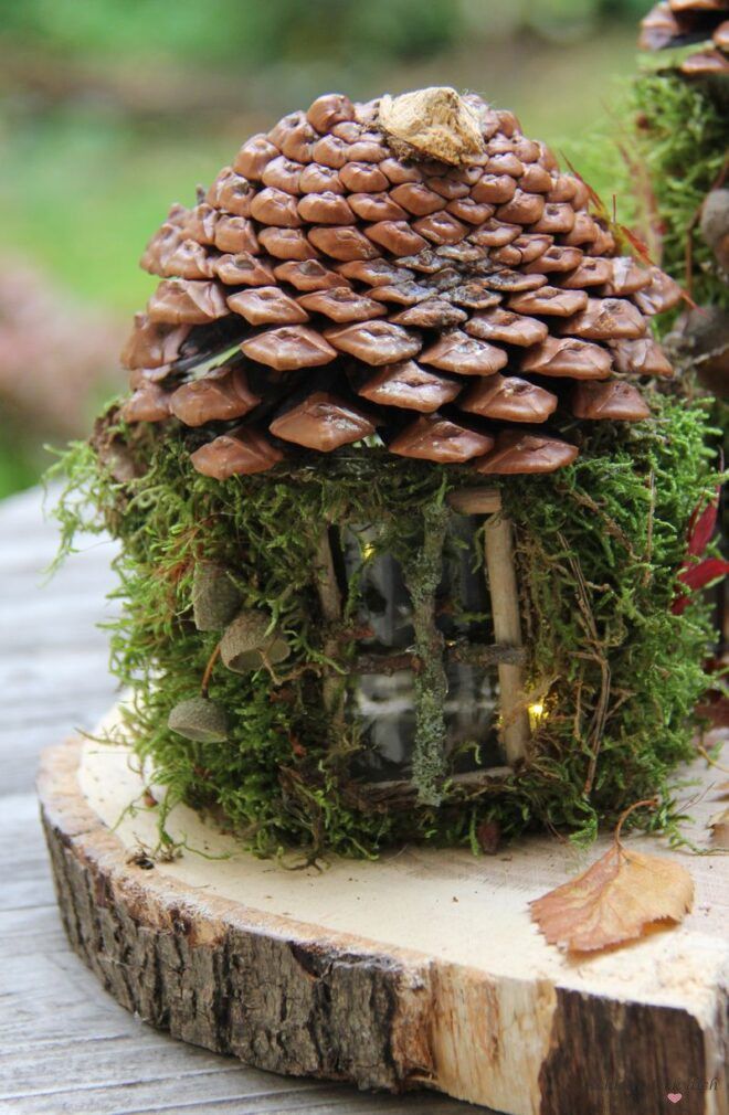 Wichtlhaus DIY aus Glas und Moos mit Pinienzapfendach