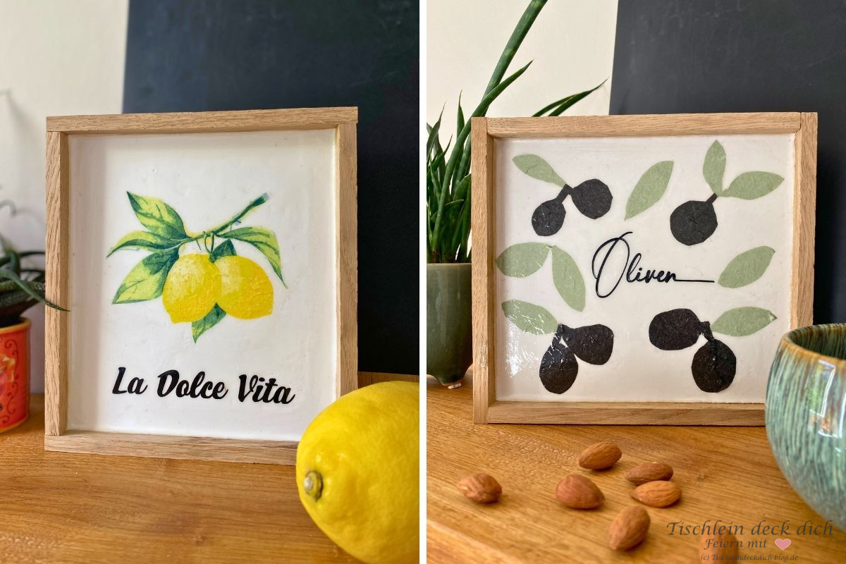Klötzchentablett DIY: mit Gießpulver und Serviettentechnik zum Deko-Unikat