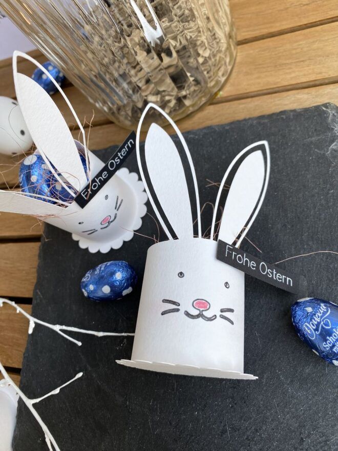 Ostergeschenke DIY - Hasennester für Schokoeier mit dem Plotter gestaltet 