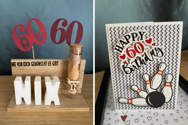 Geschenkidee zum runden Geburtstag mit Klappkarte vom Kegelklub