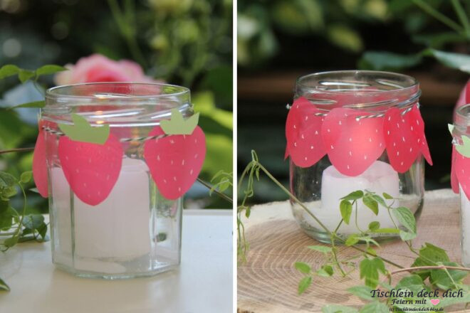 DIY Erdbeeren aus rotem Transparentpapier