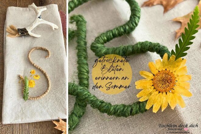 DIY Idee mit Buchstaben aus Draht und Jutegarn