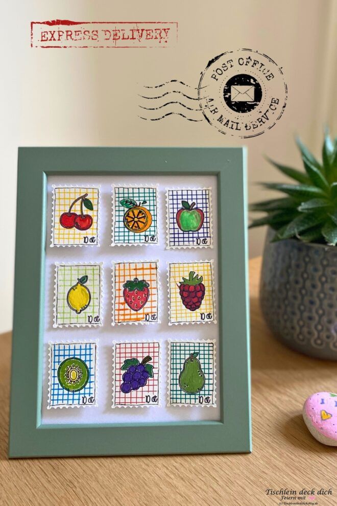 Plotter DIY Briefmarken im Bilderrahmen
