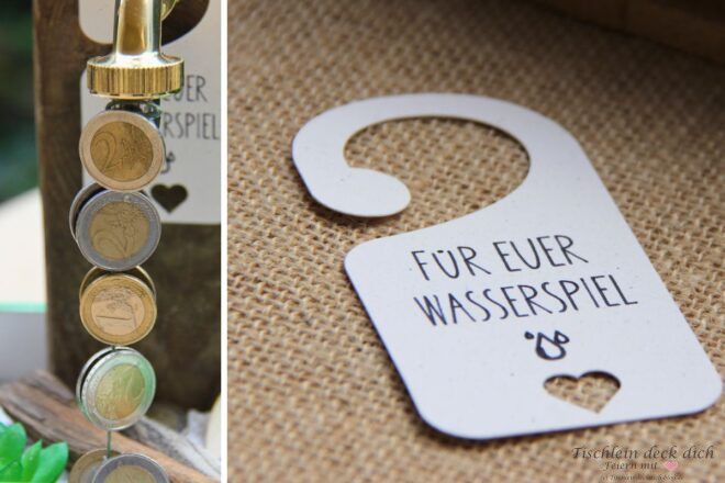Geldgeschenk mit Münzen aus Wasserhahn