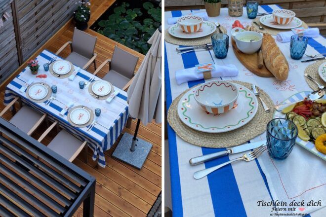 maritim dekorierter Tisch im Küstenstil
