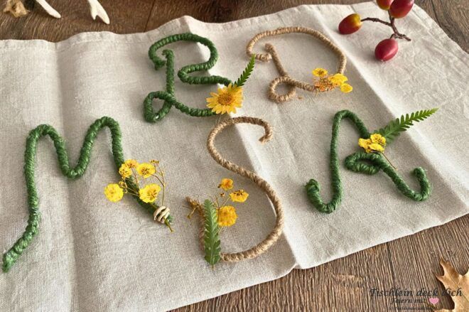 Drahtbuchstaben DIY mit Jutekordel