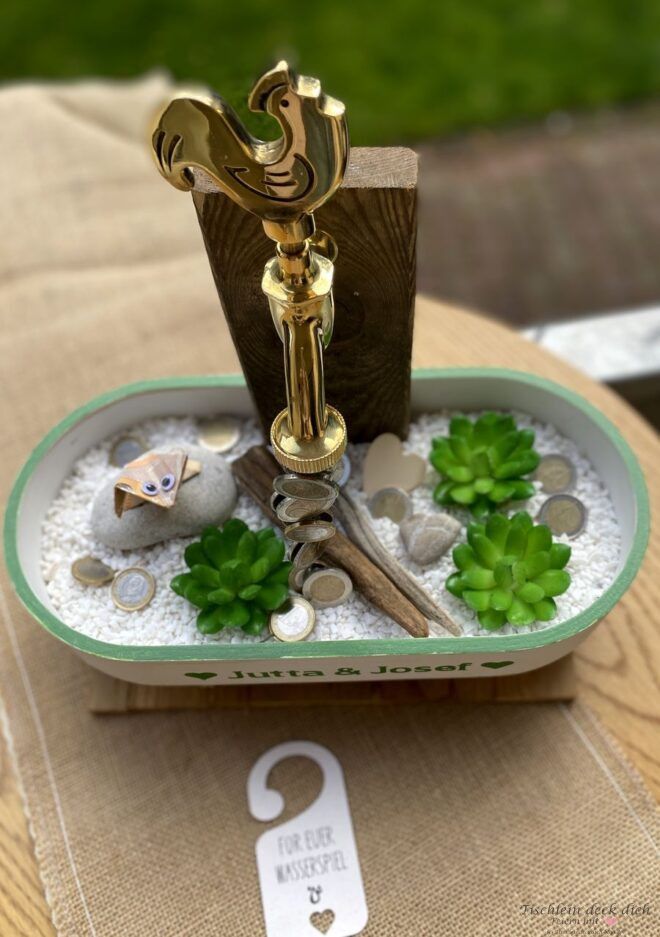 Geldgeschenkidee zur Hochzeit mit Wasserhahn, Brunnen