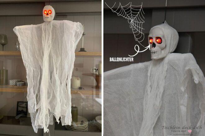 Halloween Gespenst mit Augen aus Ballonlichtern